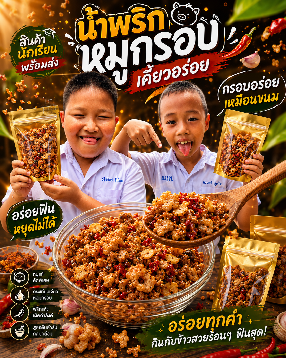 พริกหมูกรอบรสเข้มข้นแบบถุง – ShaiSchool