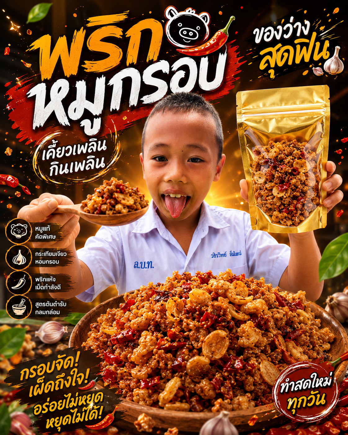 พริกหมูกรอบรสเข้มข้นแบบถุง – ShaiSchool รูปที่ 6