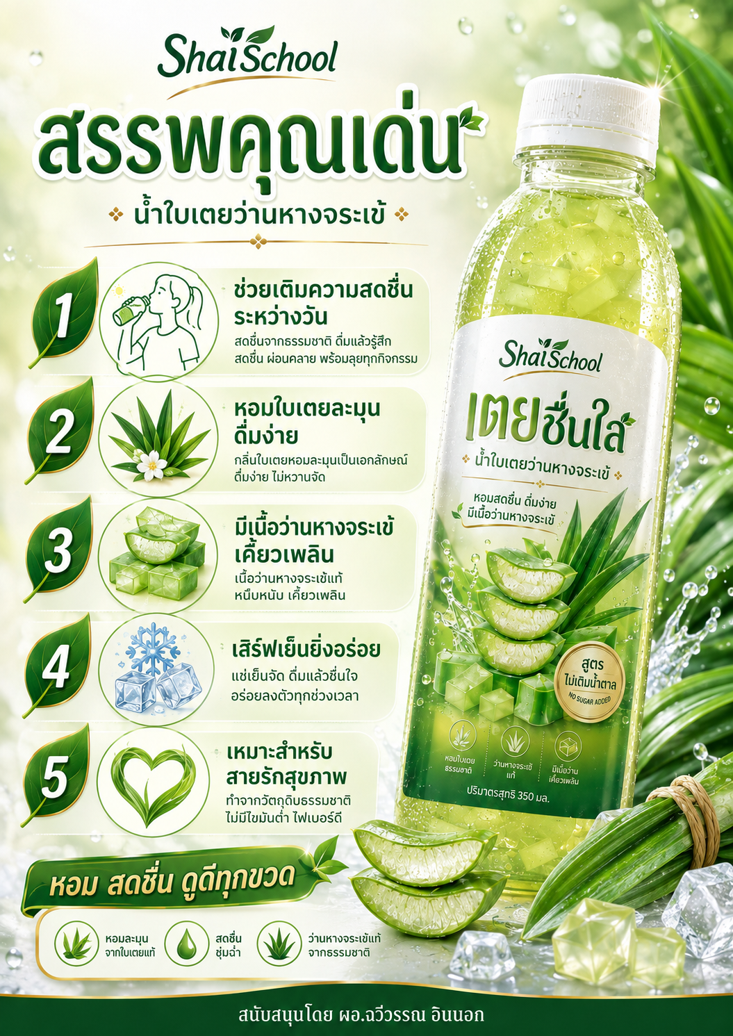 น้ำใบเตยว่านหางจระเข้ “เตยชื่นใส” – ShaiSchool รูปที่ 2
