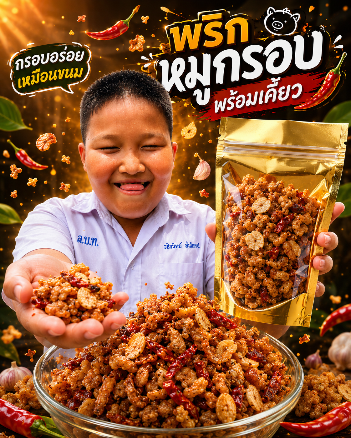พริกหมูกรอบรสเข้มข้นแบบถุง – ShaiSchool รูปที่ 2